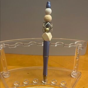 Elegant Beaded Pen - Blue and White